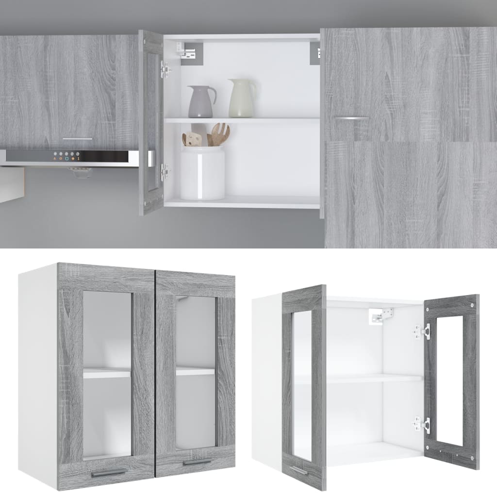 Pensile in Vetro “Lyon” Grigio Sonoma 60x31x60 cm - homemem39