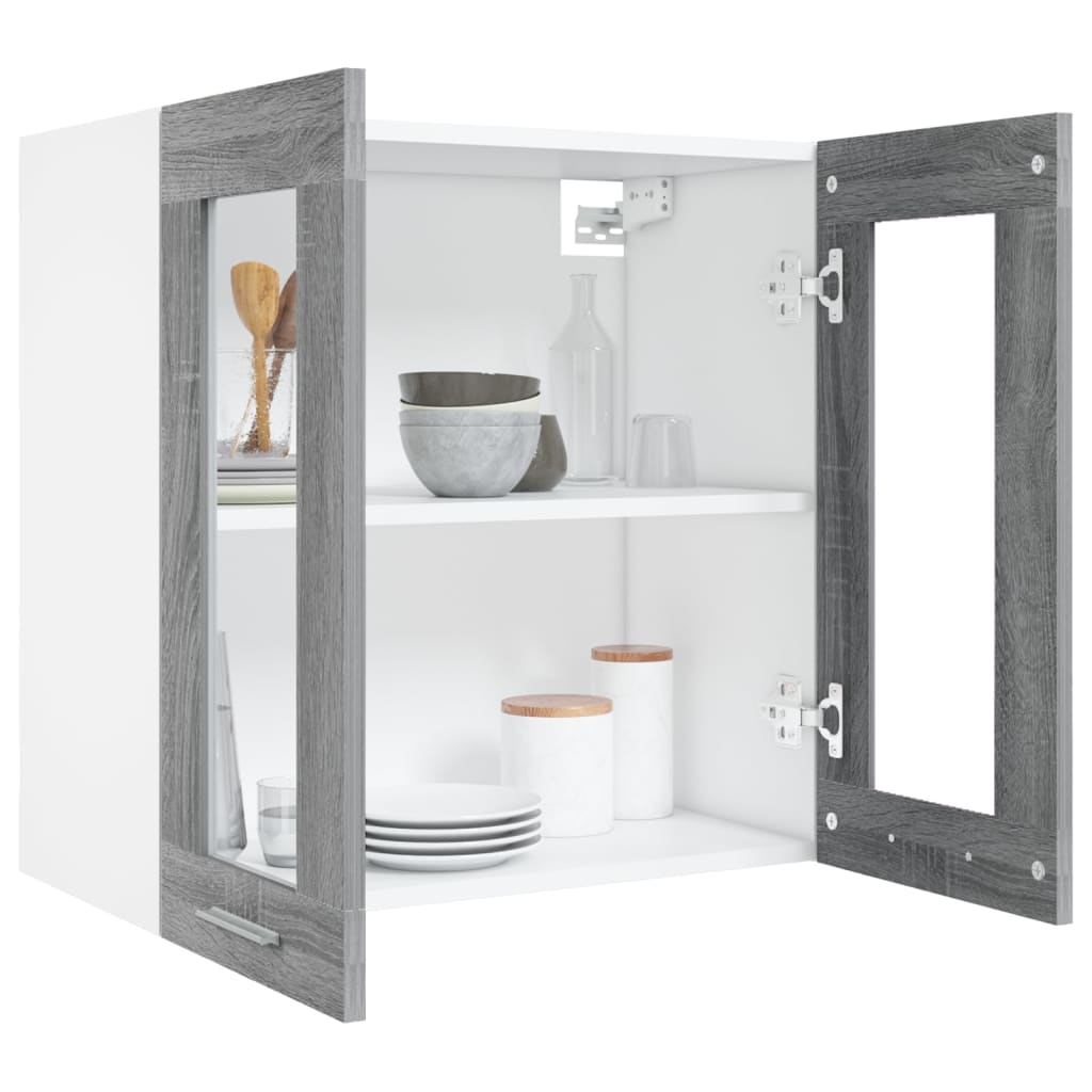 Pensile in Vetro “Lyon” Grigio Sonoma 60x31x60 cm - homemem39