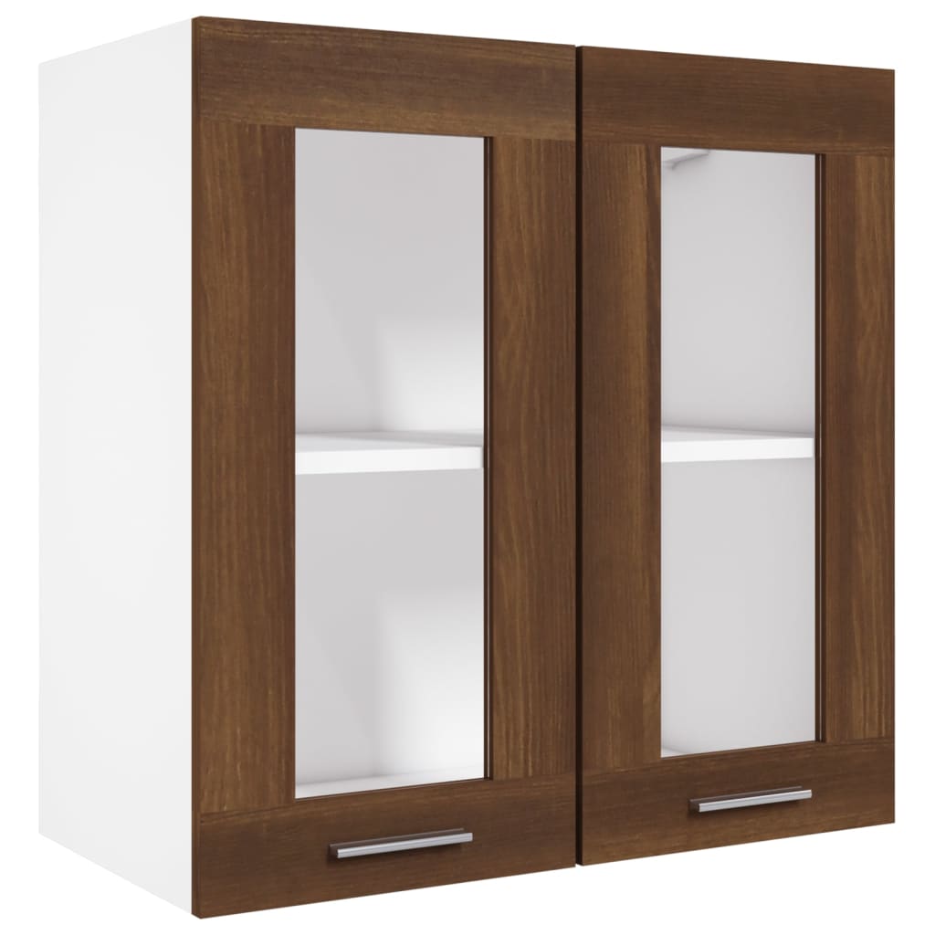 Mobile Pensile con Vetro “Lyon” Rovere Marrone 60x31x60 cm - homemem39
