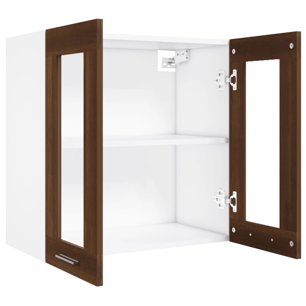 Mobile Pensile con Vetro “Lyon” Rovere Marrone 60x31x60 cm - homemem39