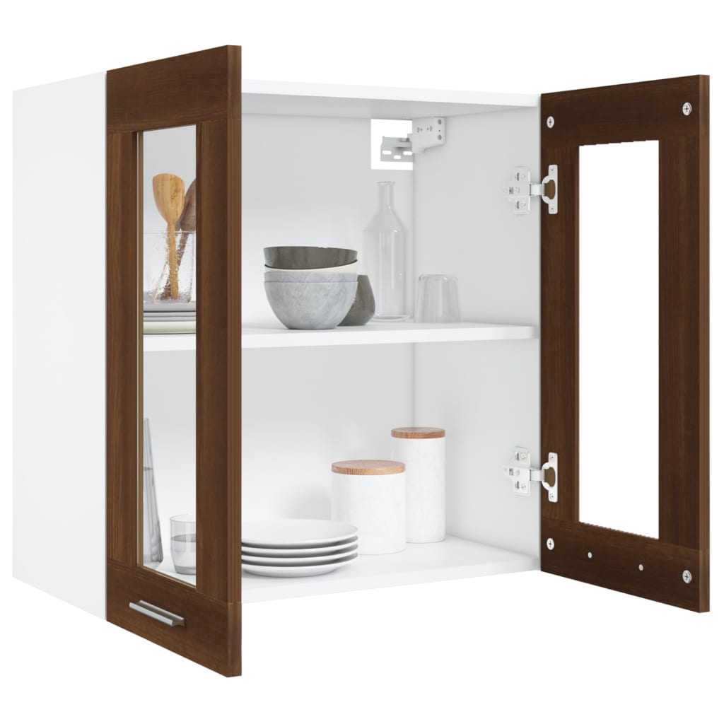 Mobile Pensile con Vetro “Lyon” Rovere Marrone 60x31x60 cm - homemem39