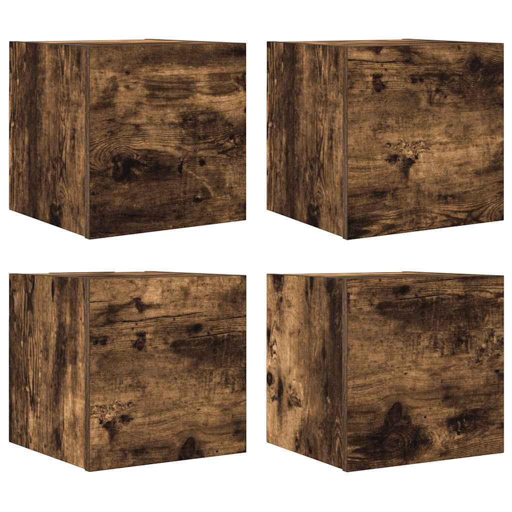 Armadietti TV Montati a Parete 4pz Rovere Fumo 30,5x30x30 cm - homemem39