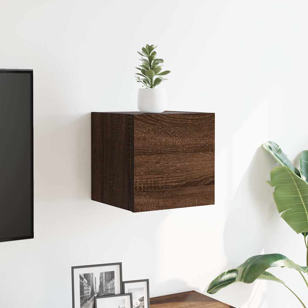 Armadietto TV Montato a Parete Rovere Marrone 30,5x30x30 cm - homemem39