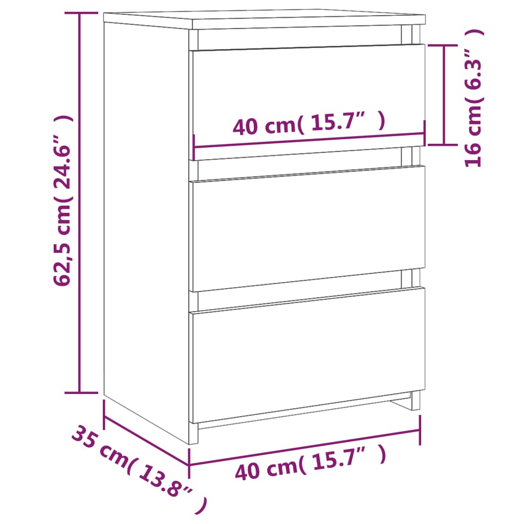 Comodino Rovere Fumo 40x35x62,5 cm in Legno Multistrato - homemem39