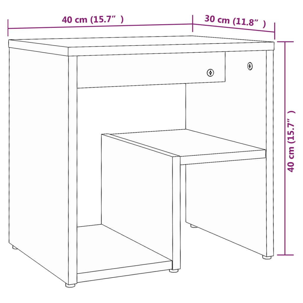 Comodini Grigio Sonoma 2 pz 40x30x40 cm in Legno Multistrato - homemem39