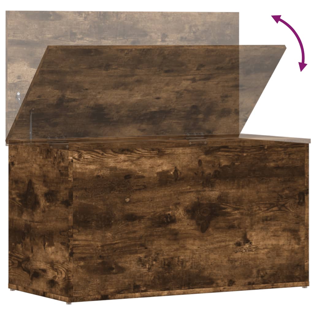 Cassapanca Rovere Fumo 84x42x46 cm in Legno Ingegnerizzato - homemem39