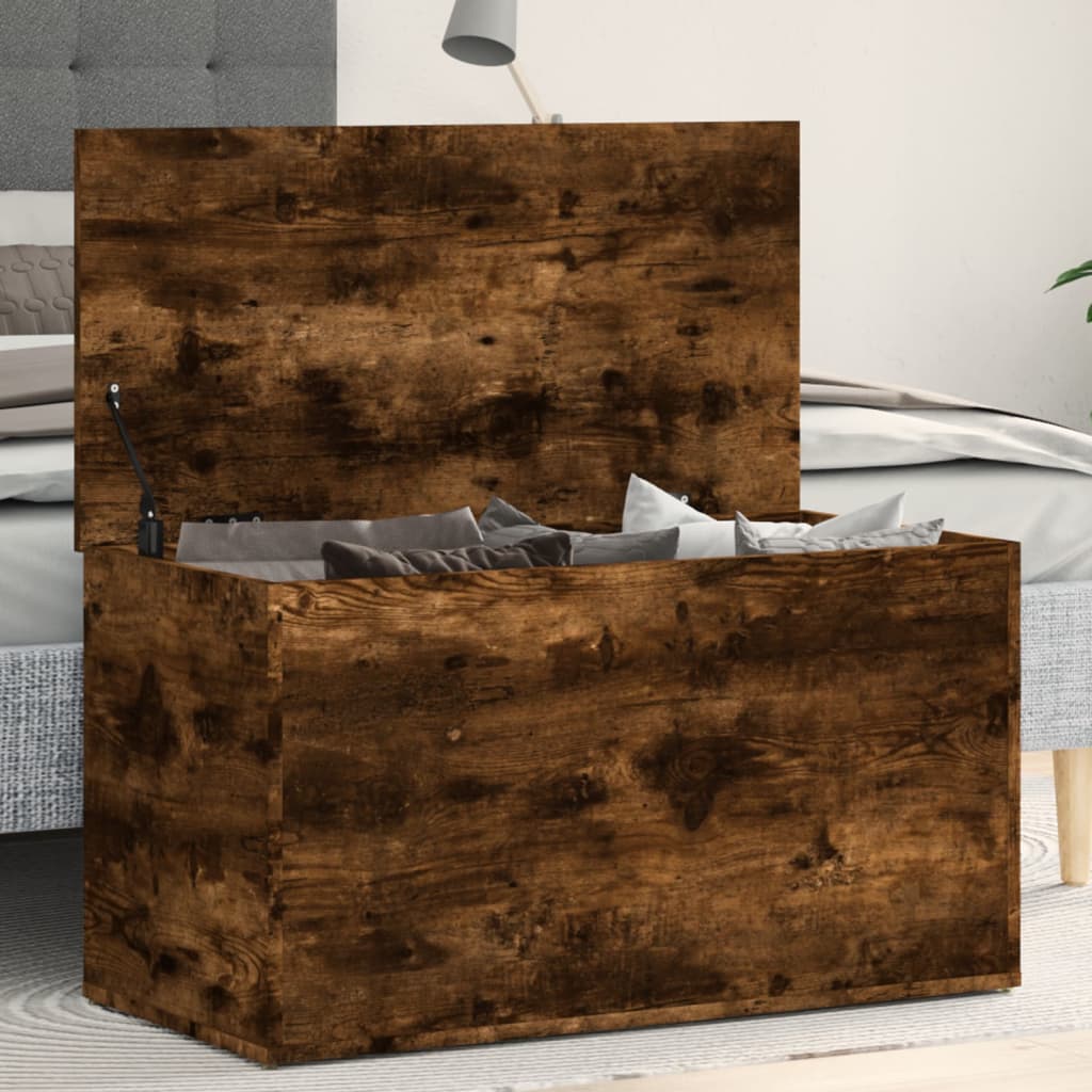 Cassapanca Rovere Fumo 84x42x46 cm in Legno Ingegnerizzato - homemem39