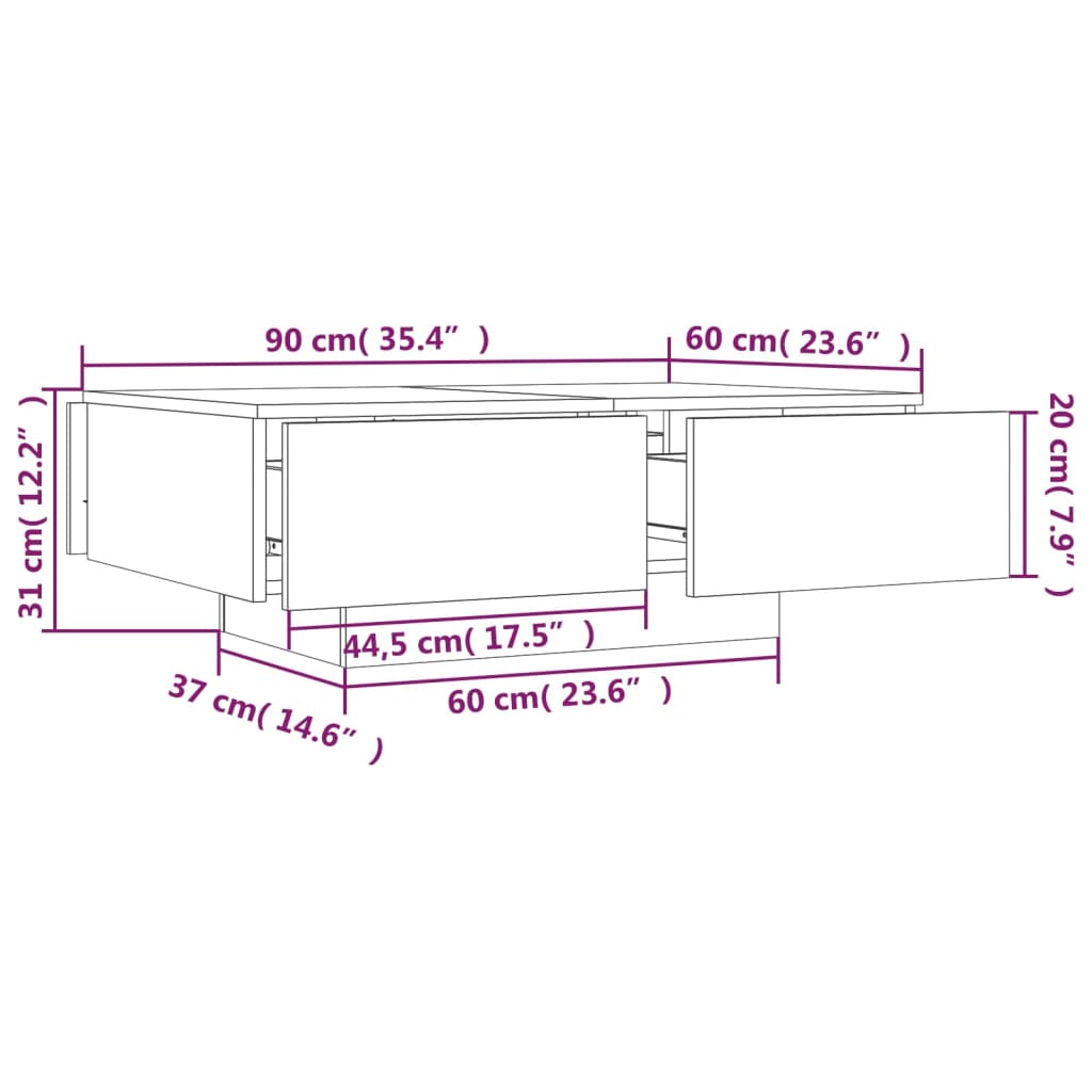 Tavolino da Salotto Grigio Sonoma 90x60x31 cm Legno Multistrato | homemem39
