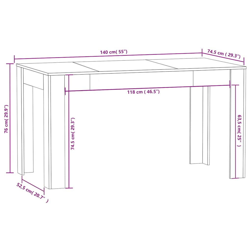 Tavolo da Pranzo Rovere Marrone 140x74,5x76cm Legno Multistrato - homemem39