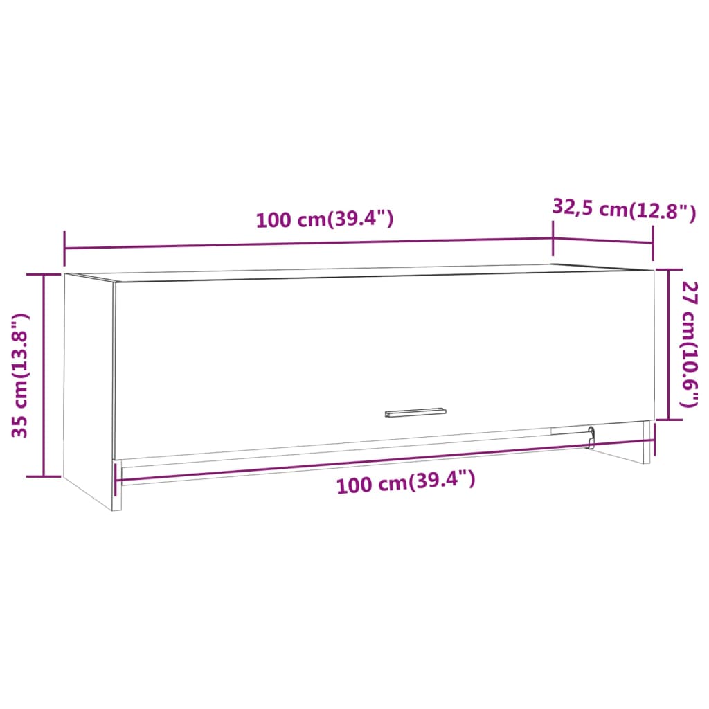 Armadio Rovere Fumo 100x32,5x35 cm in Legno Ingegnerizzato - homemem39