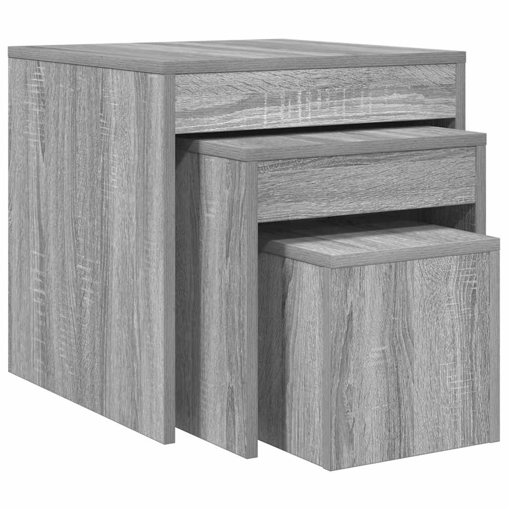 Tavolini Impilabili 3 pz Grigio Sonoma in Legno Multistrato - homemem39