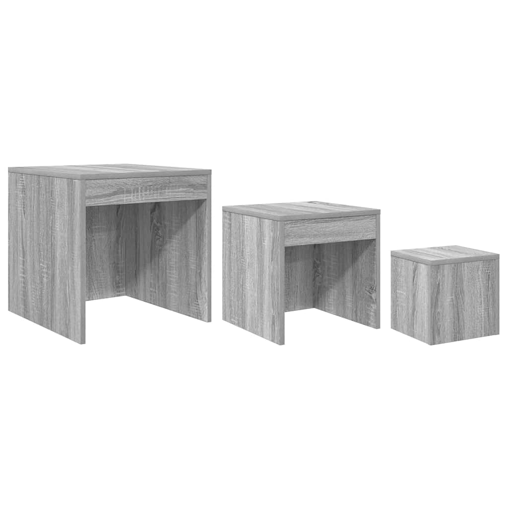Tavolini Impilabili 3 pz Grigio Sonoma in Legno Multistrato - homemem39