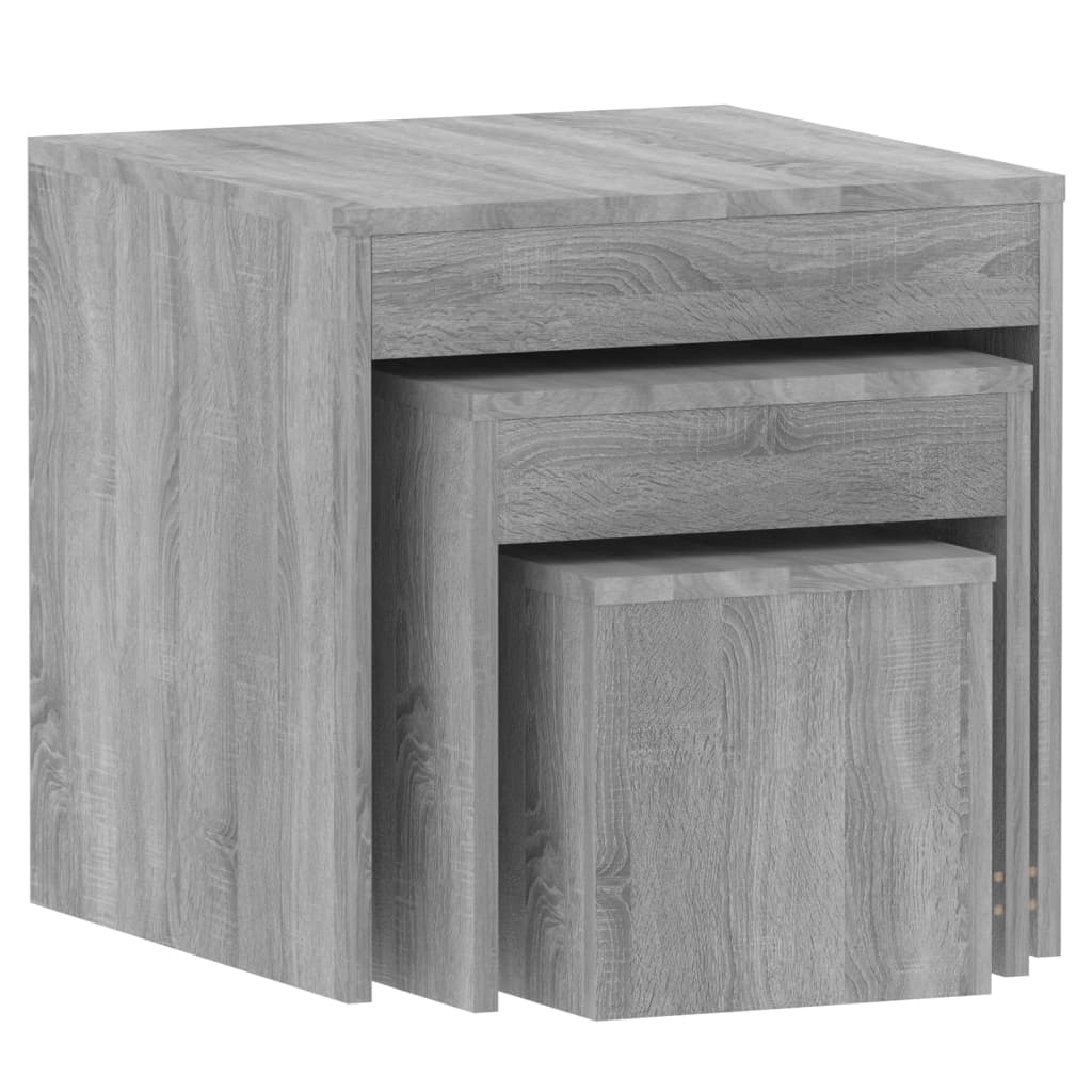 Tavolini Impilabili 3 pz Grigio Sonoma in Legno Multistrato - homemem39
