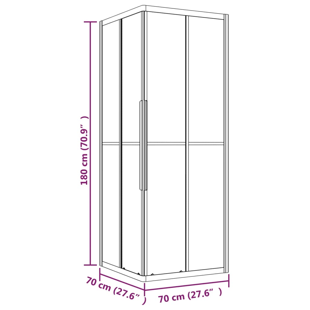 Cabina Doccia ESG Smerigliato 70x70x180 cm Nera - homemem39