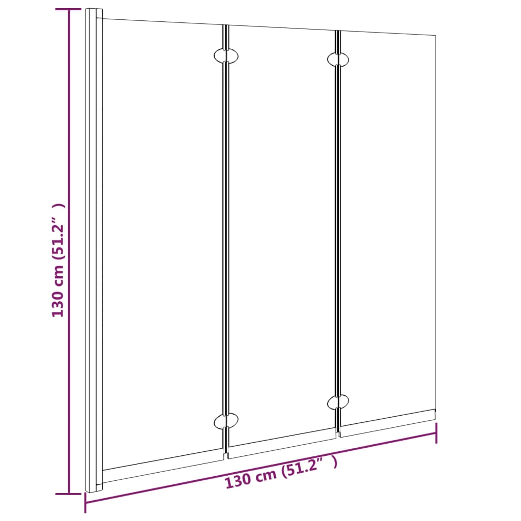 Box Doccia Pieghevole 3 Pannelli 130x130 cm in ESG Nero - homemem39
