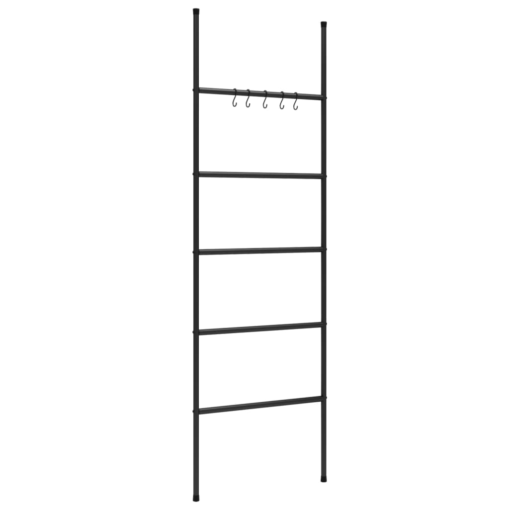 Scala Porta Asciugamani con 5 Livelli Nera 58x175 cm in Ferro - homemem39