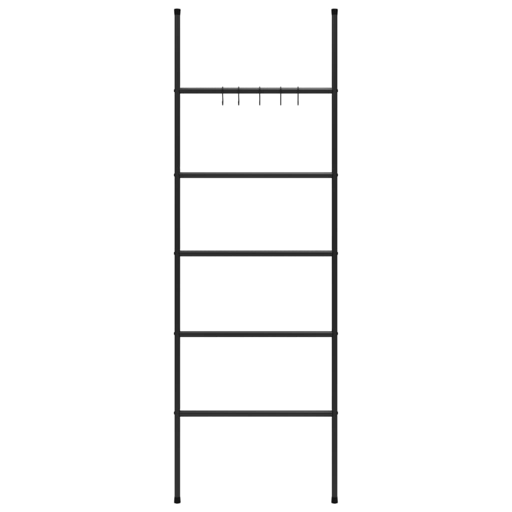 Scala Porta Asciugamani con 5 Livelli Nera 58x175 cm in Ferro - homemem39