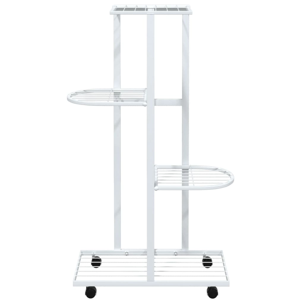 Fioriera a 4 Piani con Ruote 44x23x80 cm Ferro Bianco - homemem39