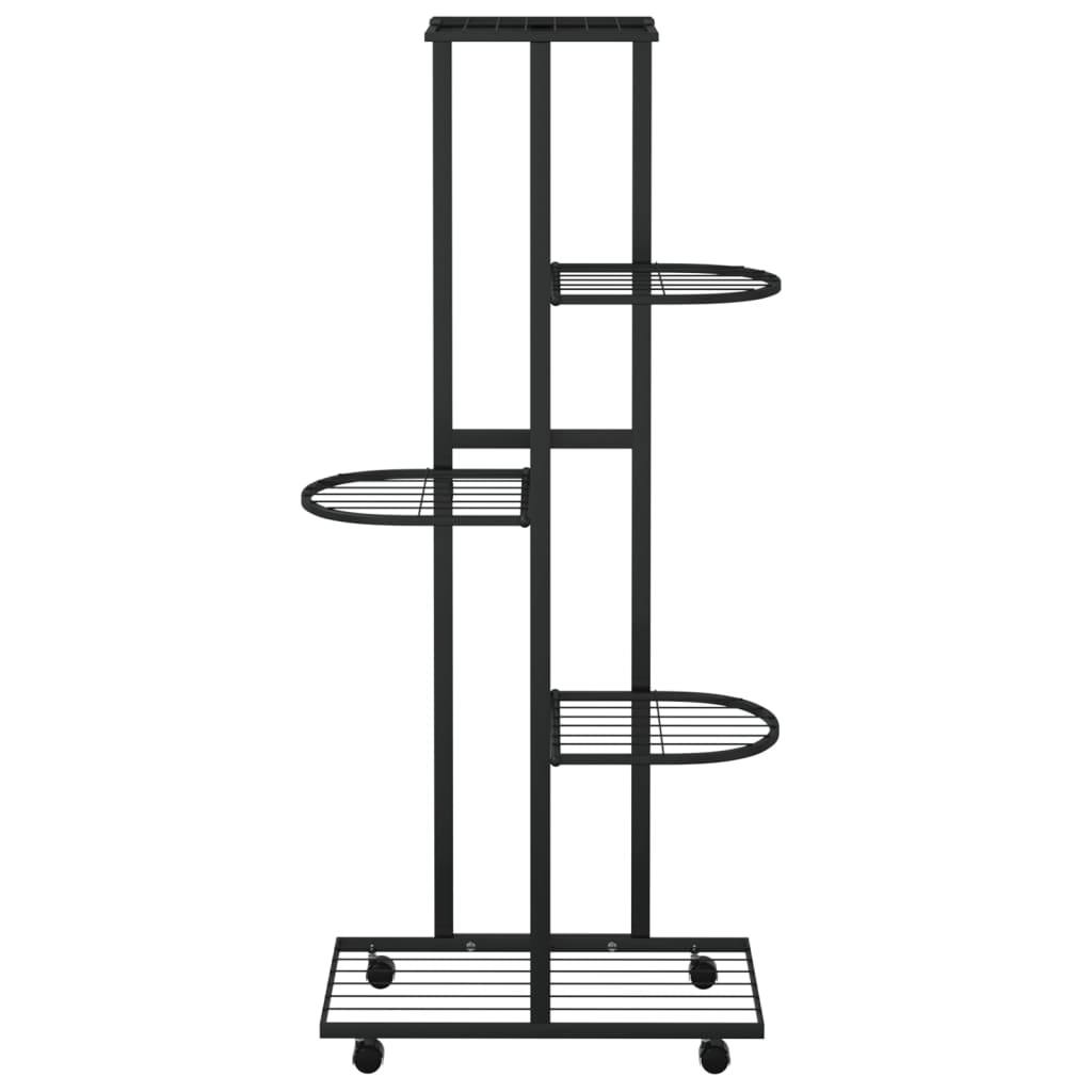 Fioriera a 5 Piani con Ruote 44x23x100 cm Ferro Nero - homemem39