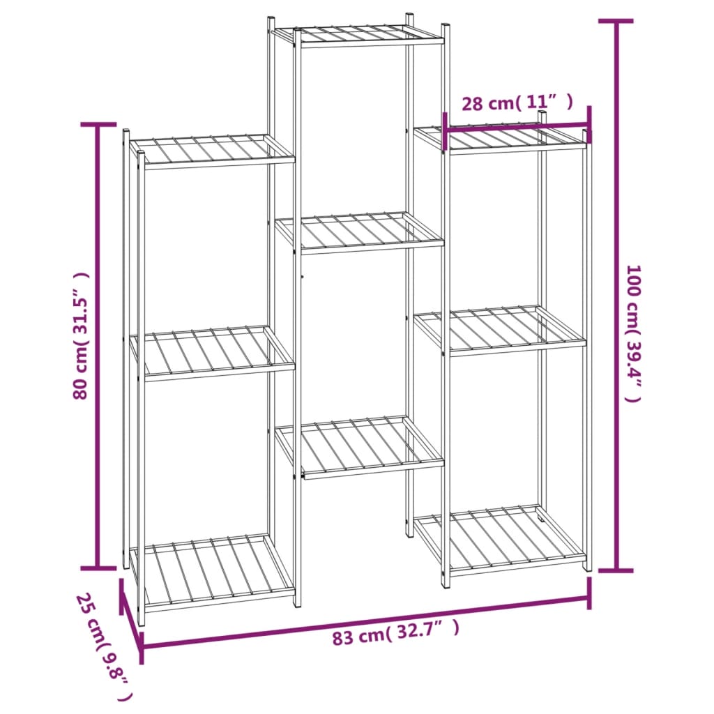 Portafiori 83x25x100 cm Ferro Nero | homemem39