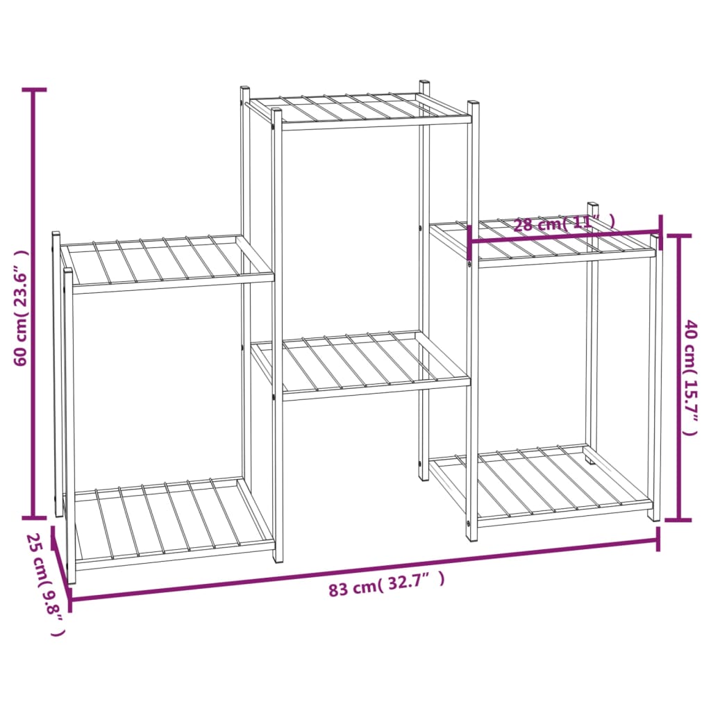 Portafiori 83x25x60 cm Ferro Nero - homemem39