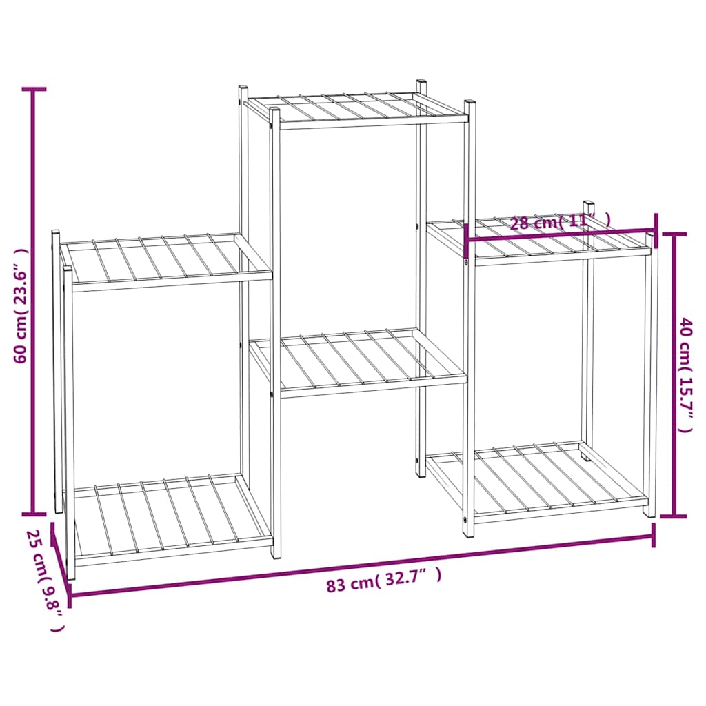 Portafiori 83x25x60 cm Ferro Nero | homemem39