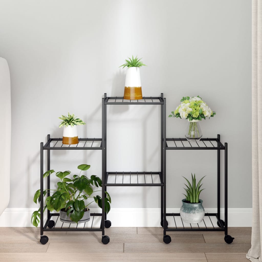 Portafiori con Ruote 83x25x63,5 cm Ferro Nero - homemem39