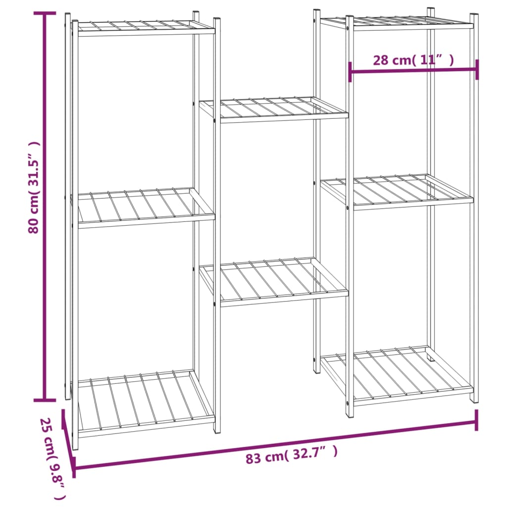 Portafiori 83x25x80 cm Nero in Ferro - homemem39
