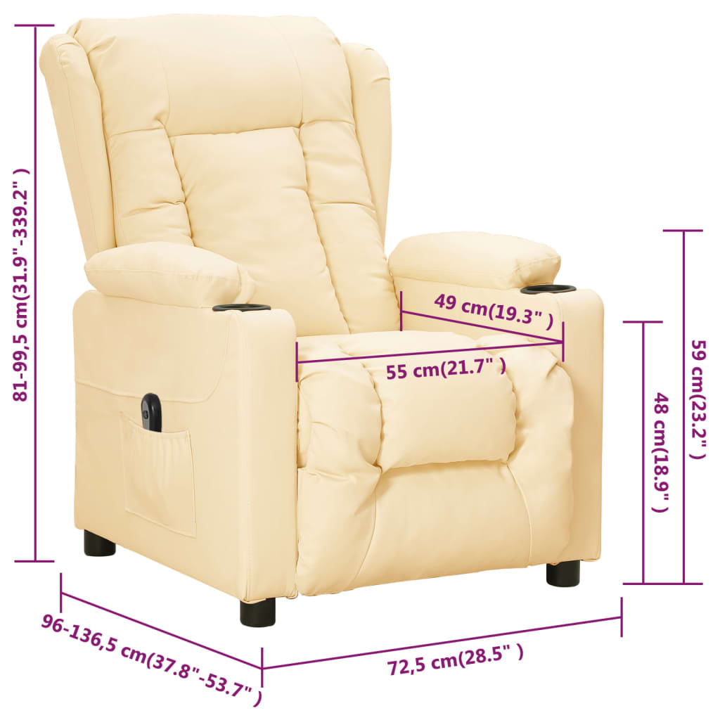 Poltrona Reclinabile Elettrica Crema in Similpelle | homemem39