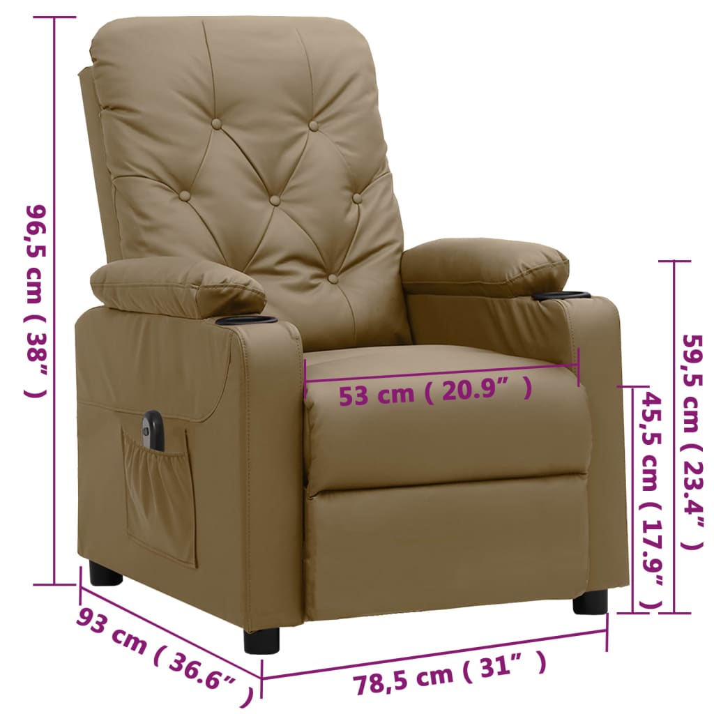 Poltrona Reclinabile Elettrica Cappuccino in Similpelle | homemem39