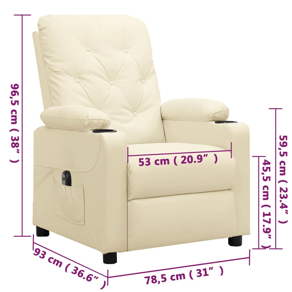 Poltrona Reclinabile Elettrica Crema in Similpelle | homemem39