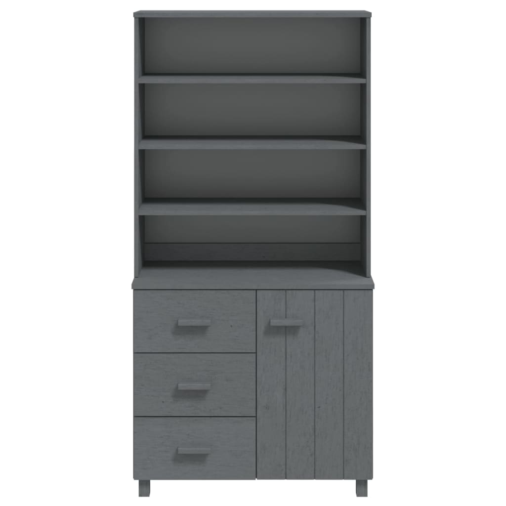 Credenza HAMAR in Legno Massello di Pino Grigio Scuro - homemem39