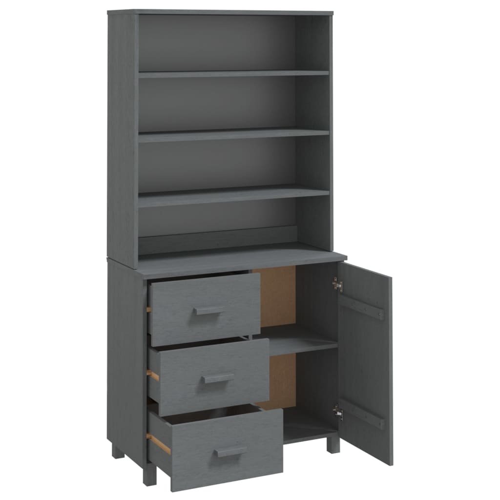 Credenza HAMAR in Legno Massello di Pino Grigio Scuro - homemem39
