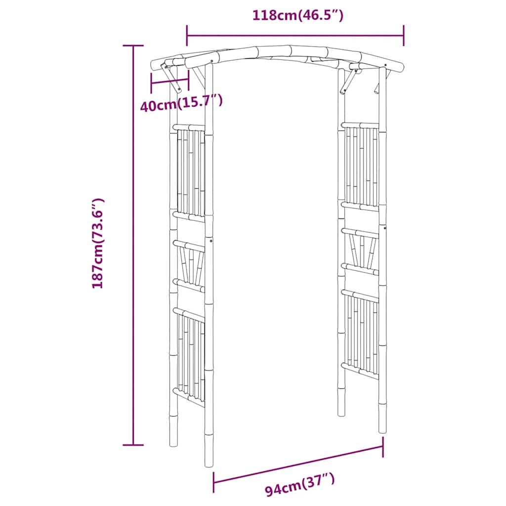 Arco da Giardino per Rose in Bambù 118x40x187 cm | homemem39