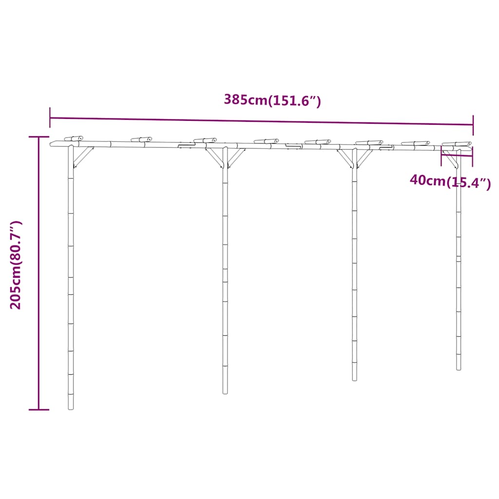 Pergola in Bambù 385x40x205 cm | homemem39