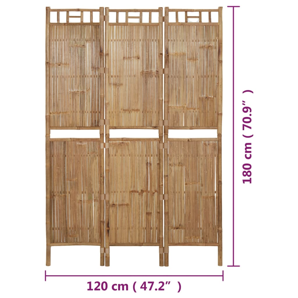 Paravento a 3 Pannelli in Bambù 120x180 cm - homemem39