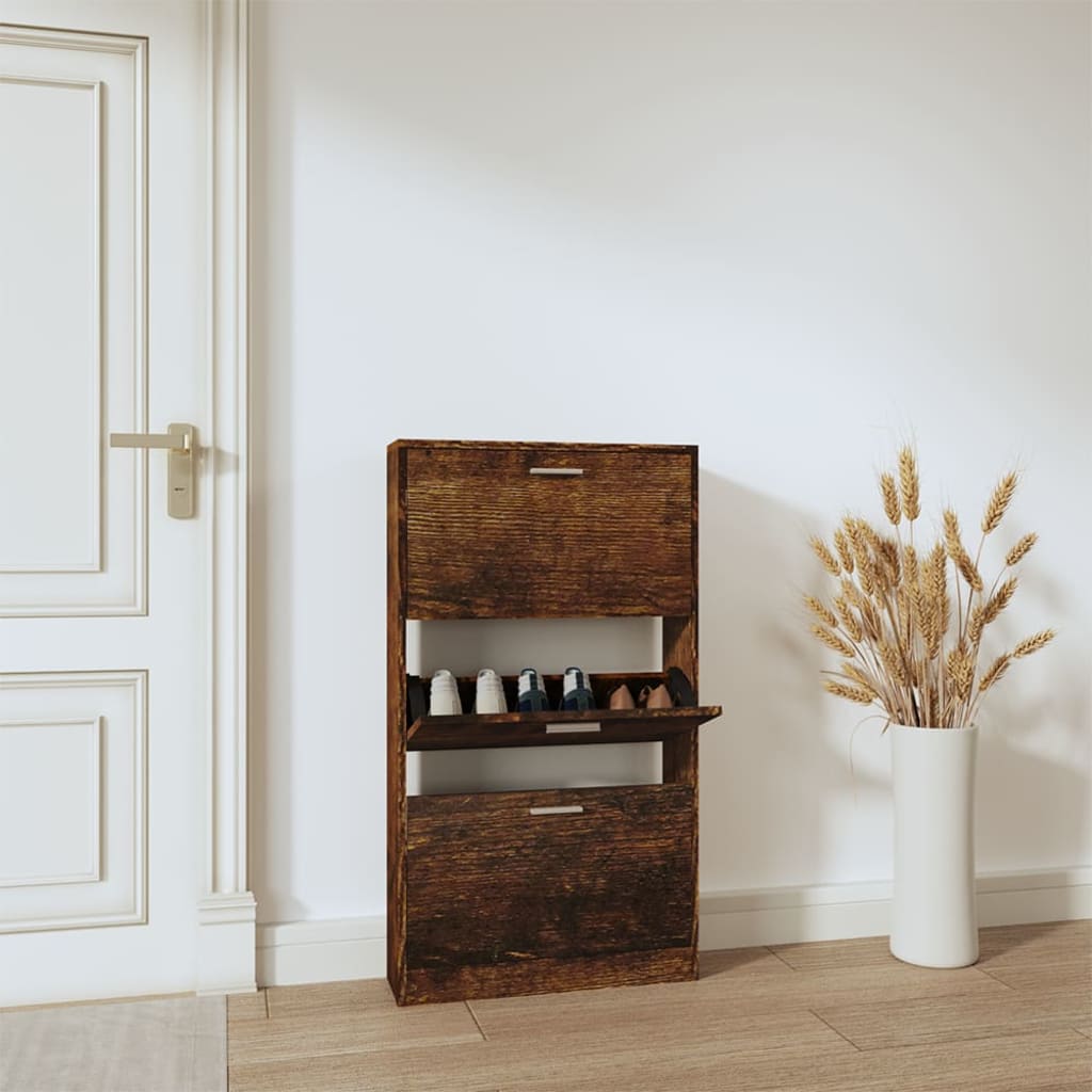 Scarpiera Rovere Fumo 59x17x108 cm in Legno Multistrato - homemem39