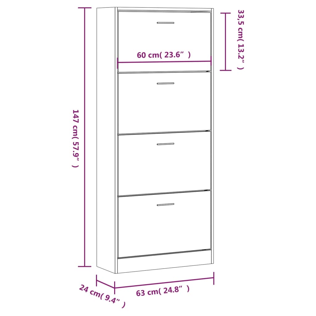 Scarpiera Rovere Fumo 63x24x147 cm in Legno Multistrato - homemem39