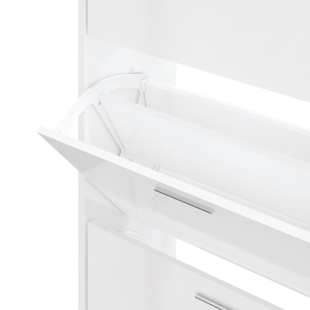 Scarpiera Bianco Lucido 63x24x103 cm in Legno Multistrato