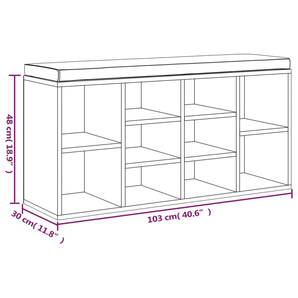 Scarpiera Rovere Fumo 103x30x48 cm in Legno Multistrato - homemem39