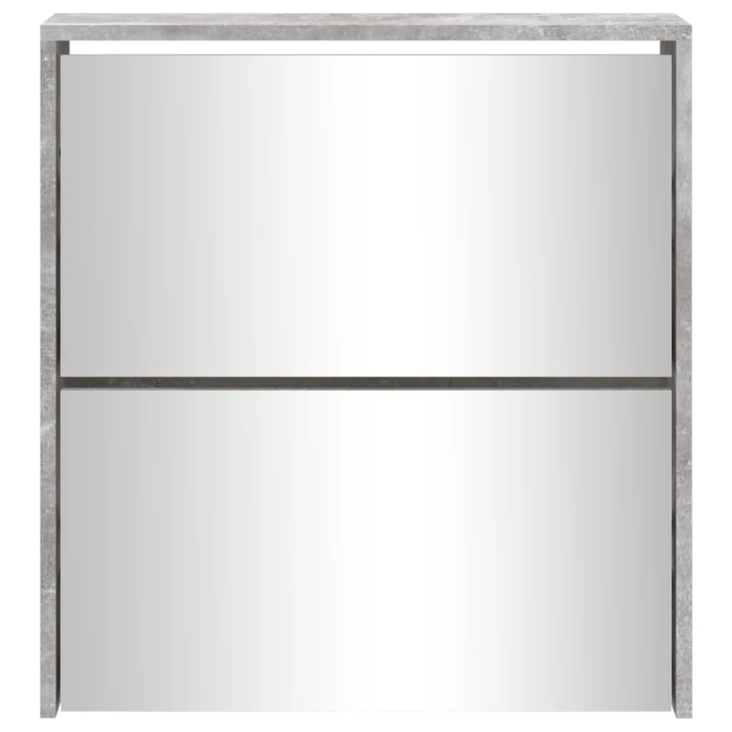 Scarpiera con Specchio a 2 Livelli Grigio cemento 63x17x67 cm - homemem39