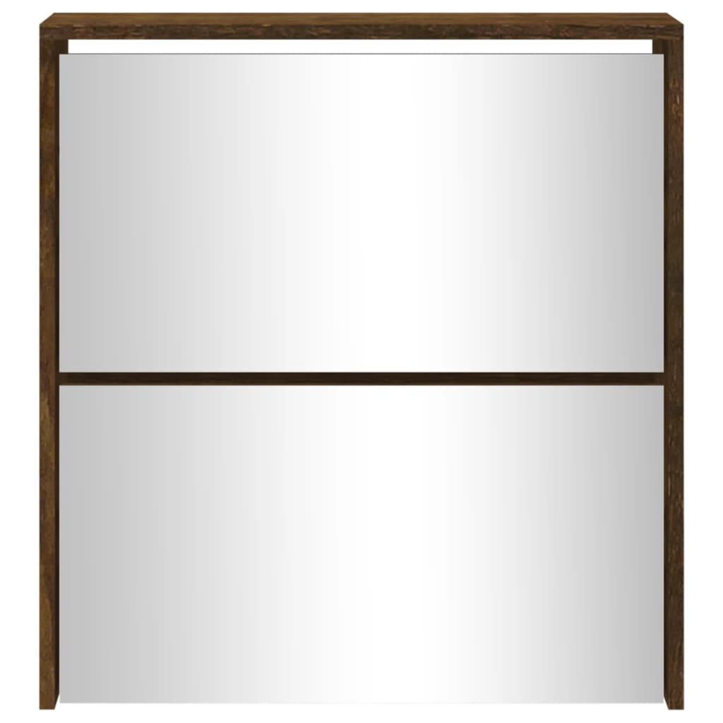 Scarpiera con Specchio a 2 Livelli Rovere fumo 63x17x67 cm
