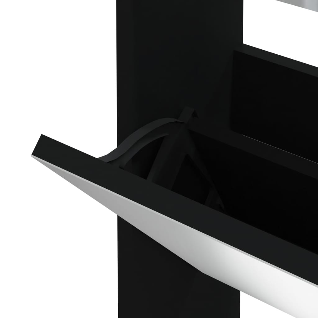 Scarpiera con Specchio a 3 Livelli Nera 63x17x102,5 cm - homemem39