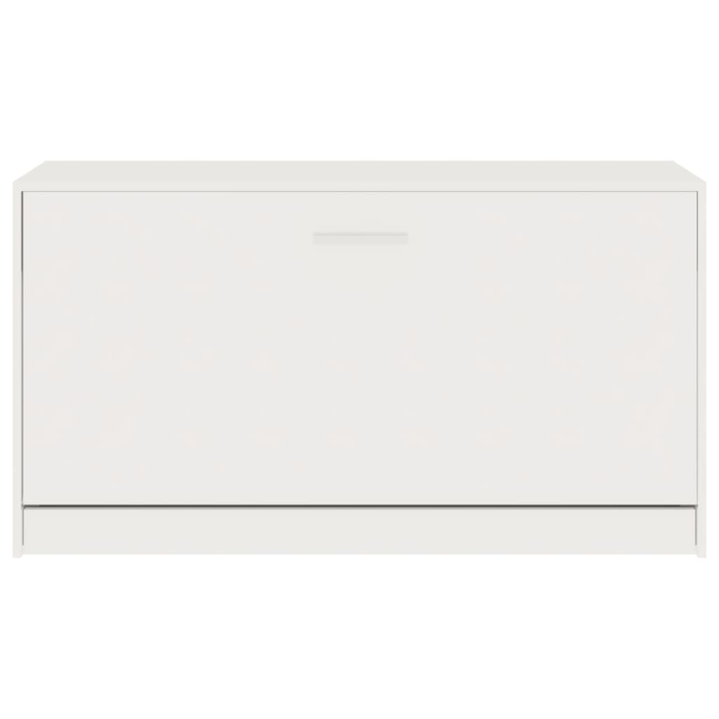 Panca Porta Scarpe Bianco Lucido 80x24x45 cm Legno Multistrato