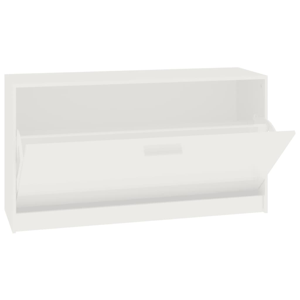Panca Porta Scarpe Bianco Lucido 80x24x45 cm Legno Multistrato