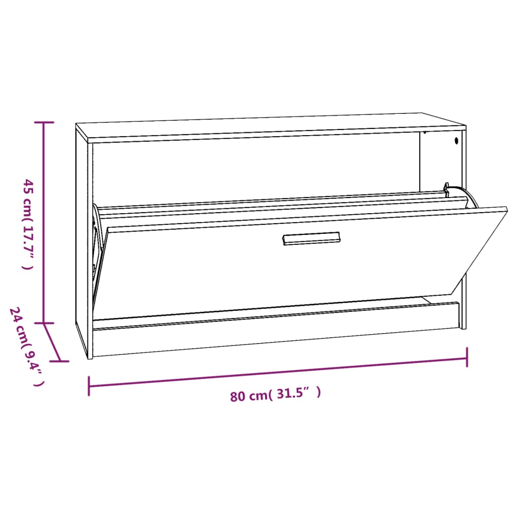 Panca Porta Scarpe Bianco Lucido 80x24x45 cm Legno Multistrato