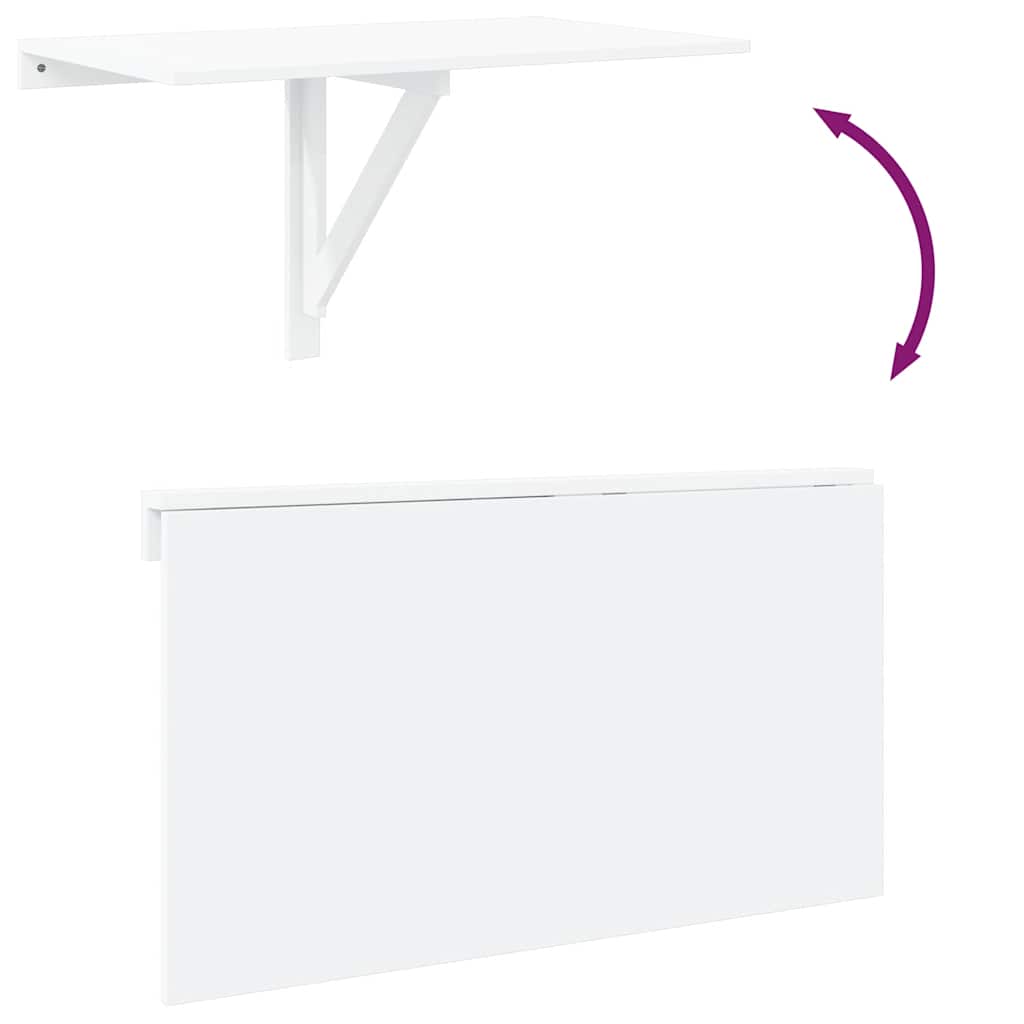 Tavolino Muro Pieghevole Bianco Lucido 100x60x56 cm Multistrato - homemem39