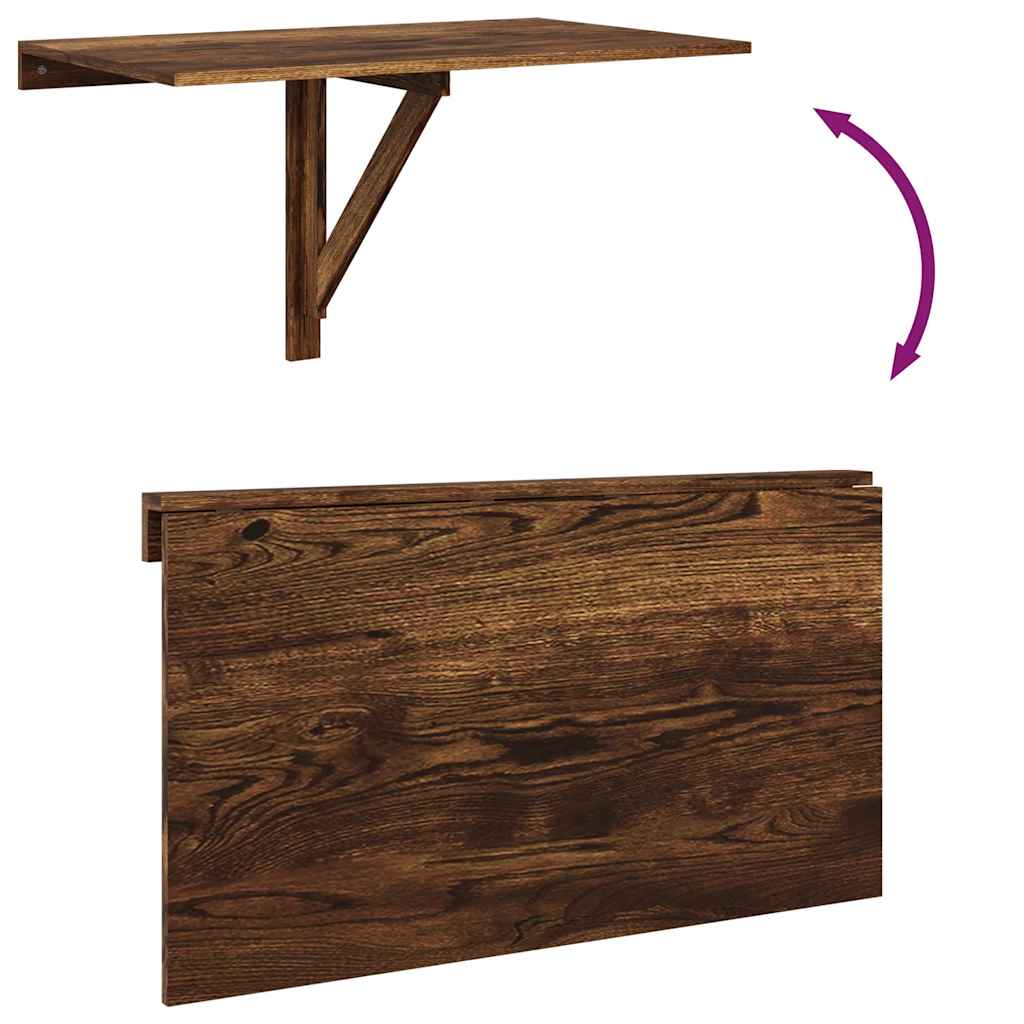Tavolino Parete Pieghevole Rovere Fumo 100x60x56 cm Multistrato - homemem39