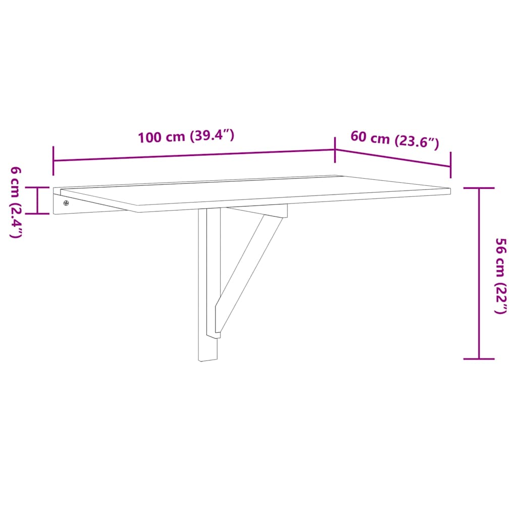 Tavolino Muro Pieghevole Rovere Marrone 100x60x56cm Multistrato - homemem39