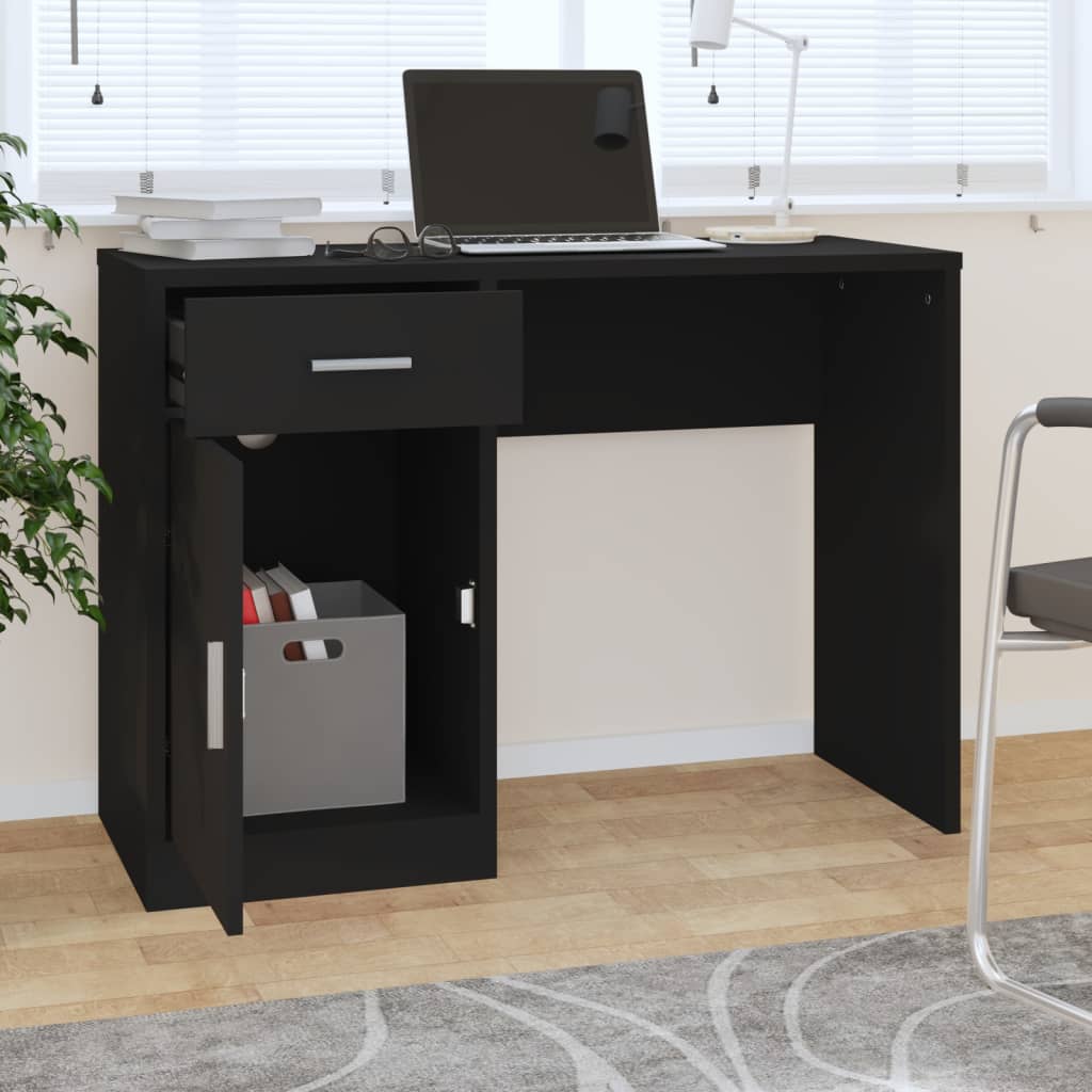 Scrivania Cassetto Nero 100x40x73cm Legno Multistrato - homemem39